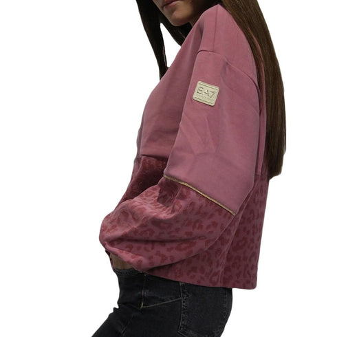 Felpa Donna con stampa maculata in tono Rosa EA7 EMPORIO ARMANI- Francavilla Moda